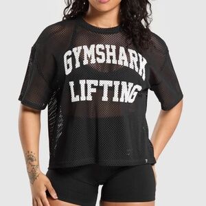 Gymshark Black Mesh 'Gymshark Lifting' Short Sleeve Top